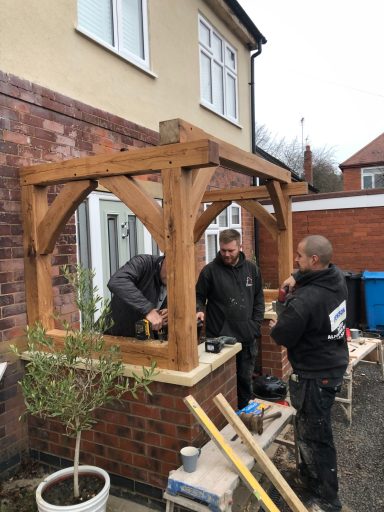 Oak porch under construction