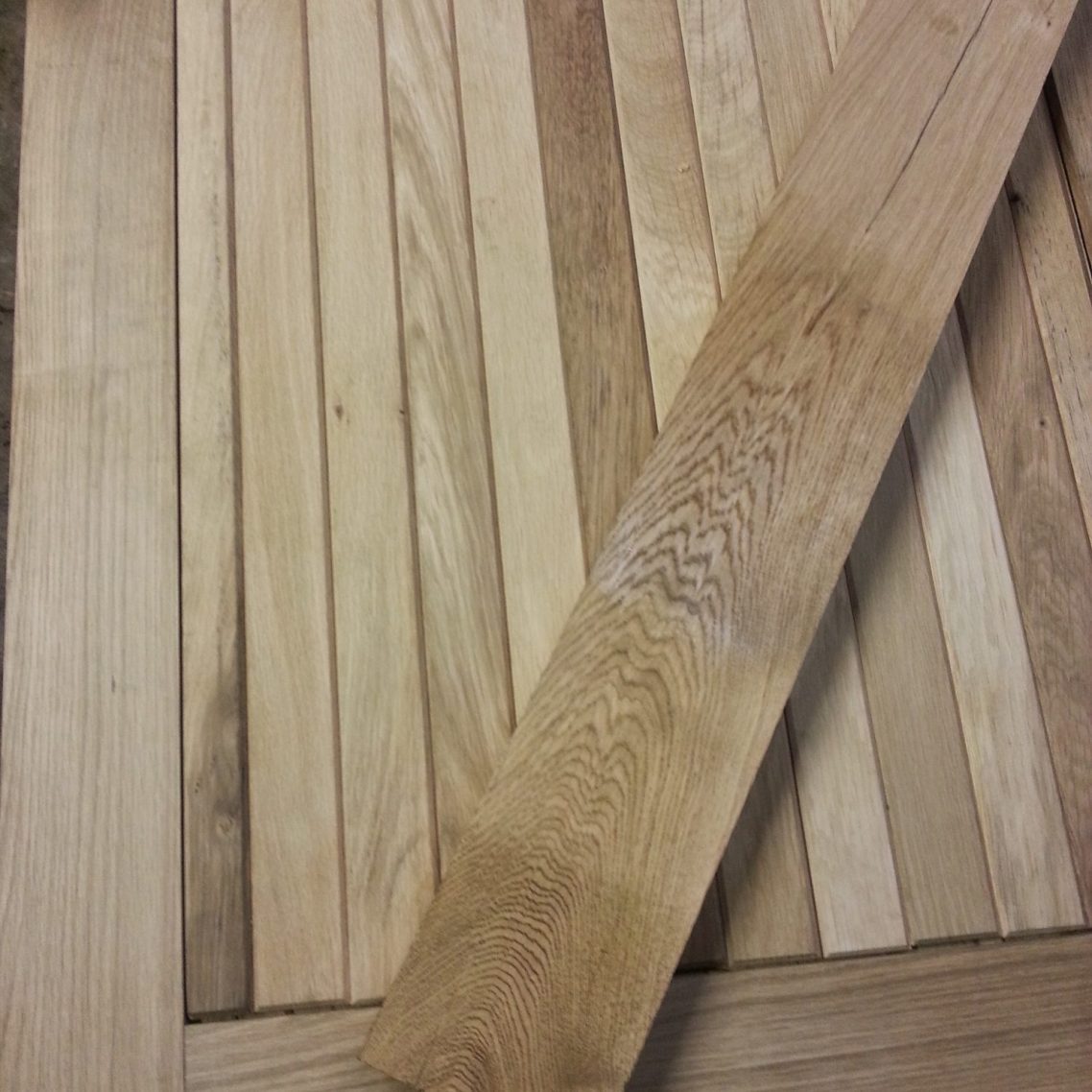 Close-up of oak planked stable door